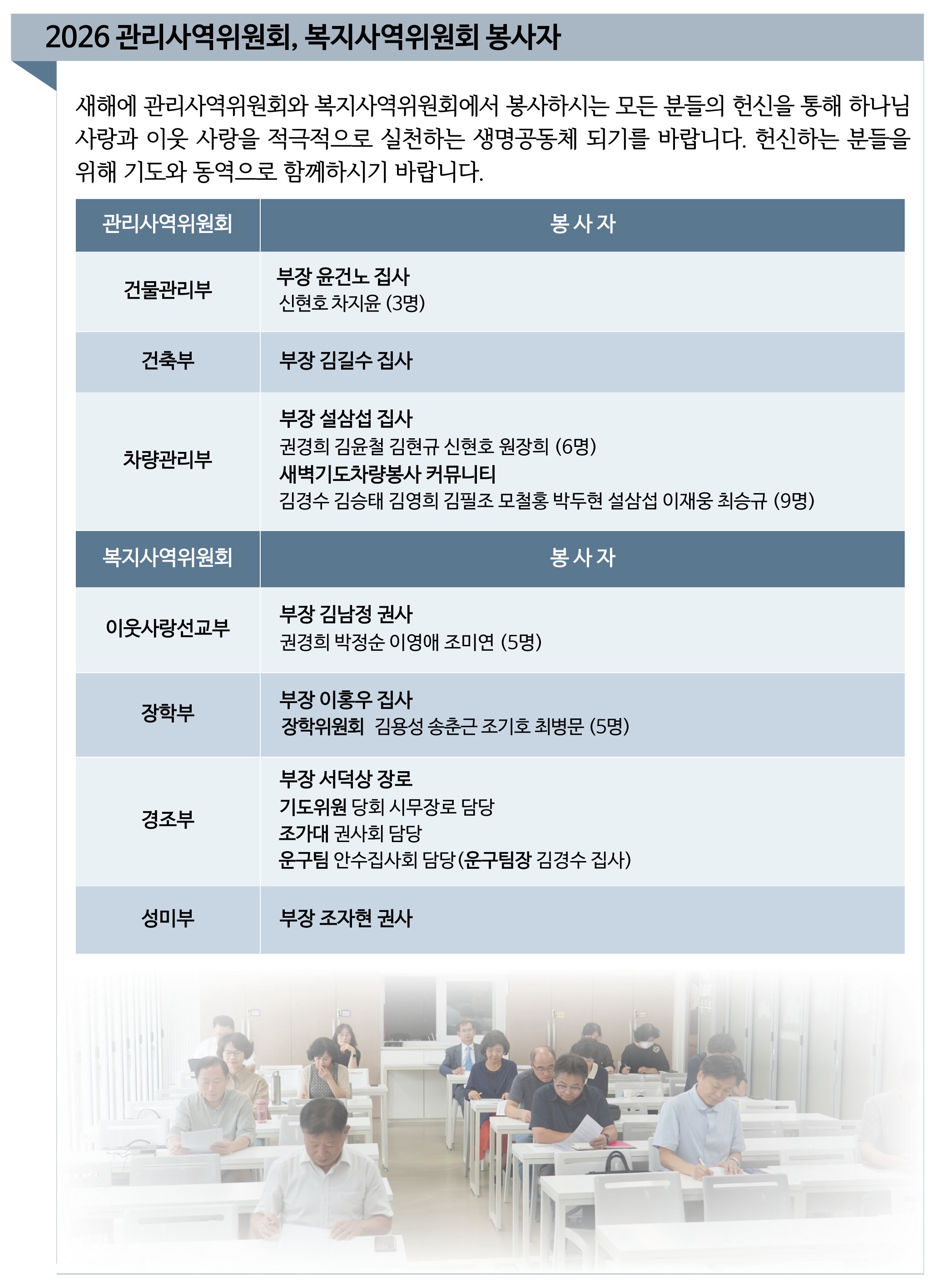 2026년 관리사역위원회, 복지사역위원회 봉사자.jpg